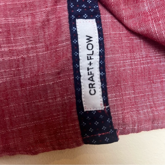 Boys 3t Craft And Flow Red maroon Button Down Shirt With Collar Blue lining - Picture 6 of 9